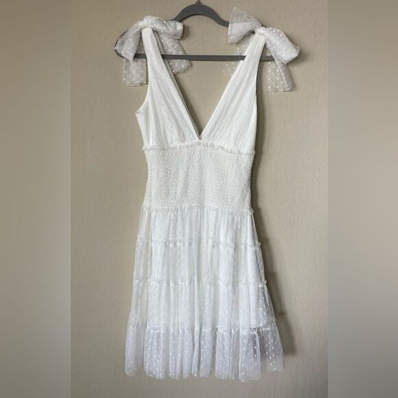 Cinq a Sept Valeria Midi White Dress Ruffle Size 4 - Picture 11 of 13